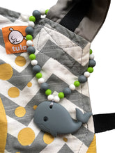 Gray Whale with Green Beads Baby Carrier Teether Toy