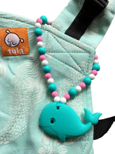 Turquoise Whale with Pink and Blue Beads Baby Carrier Teether Toy