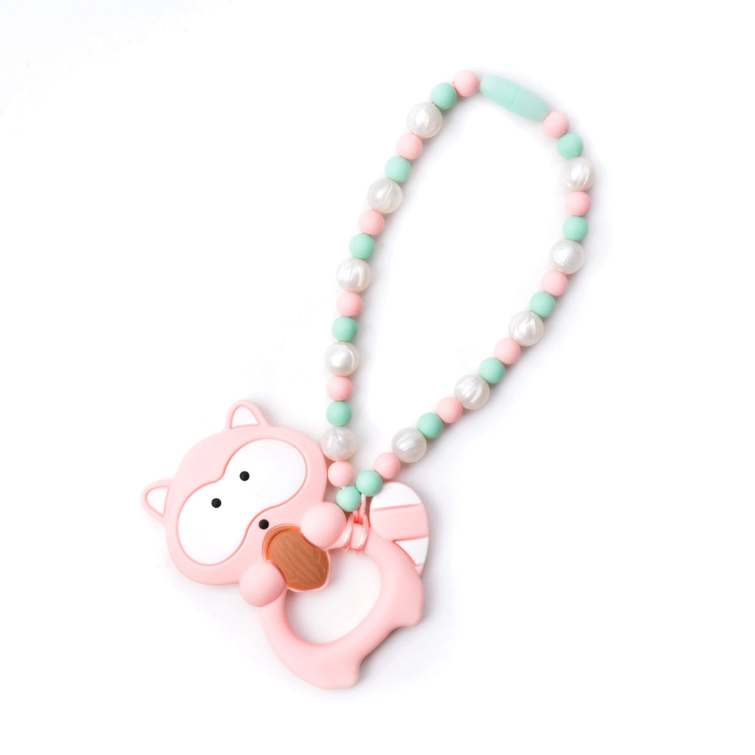 Nummy Beads Pink Raccoon Baby Carrier Teether Toy