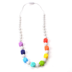 Nummy Beads Rainbow Cuboctahedron Silicone Teething Necklace