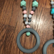 Mint & Pink Ring Silicone Teething Necklace