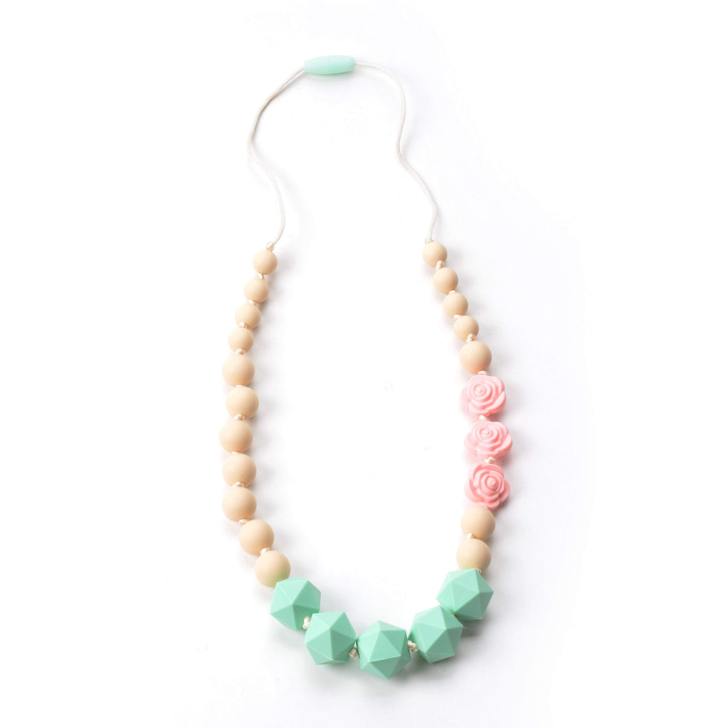 Nummy Beads Pink Rose Silicone Teething Necklace
