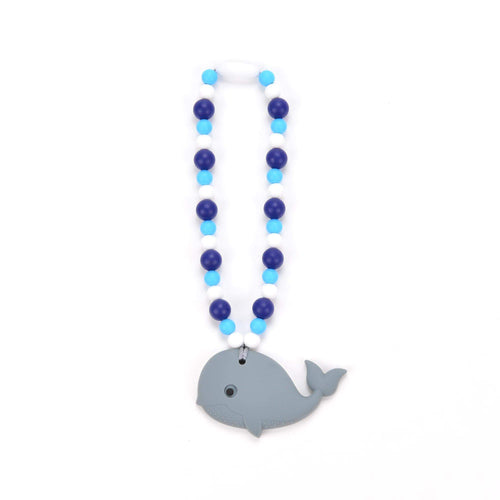 Nummy Beads Gray Whale with Blue Beads Baby Carrier Teether Toy