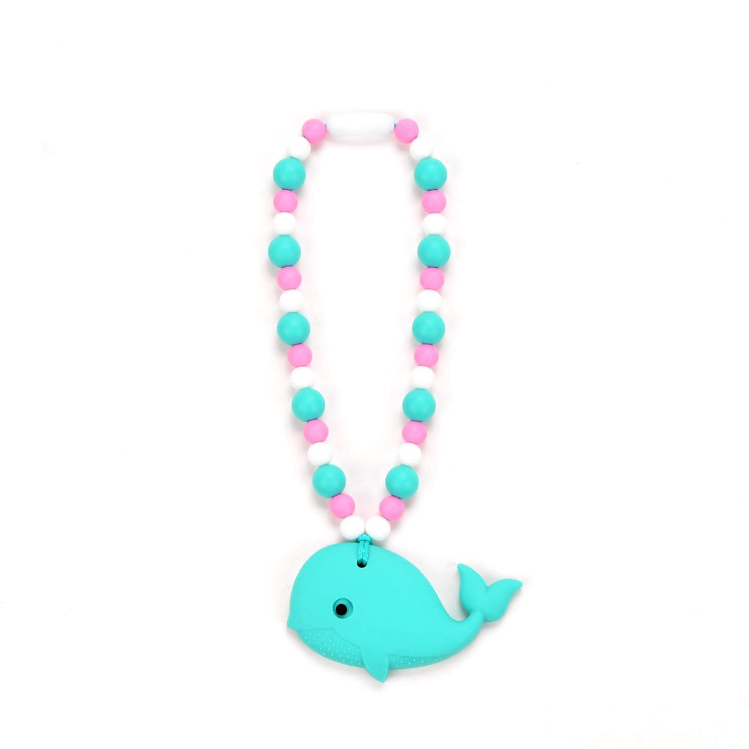 Nummy Beads Turquoise Whale with Pink and Blue Beads Baby Carrier Teether Toy