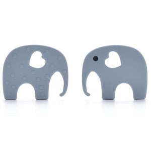 Gray Elephant with Ring and Mint Beads Baby Teether Toy