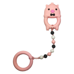 Pink Pig with Ring Baby Teether Toy