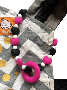 Pink Hearts Baby Carrier Teether Toy