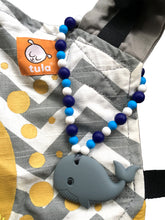 Gray Whale with Blue Beads Baby Carrier Teether Toy